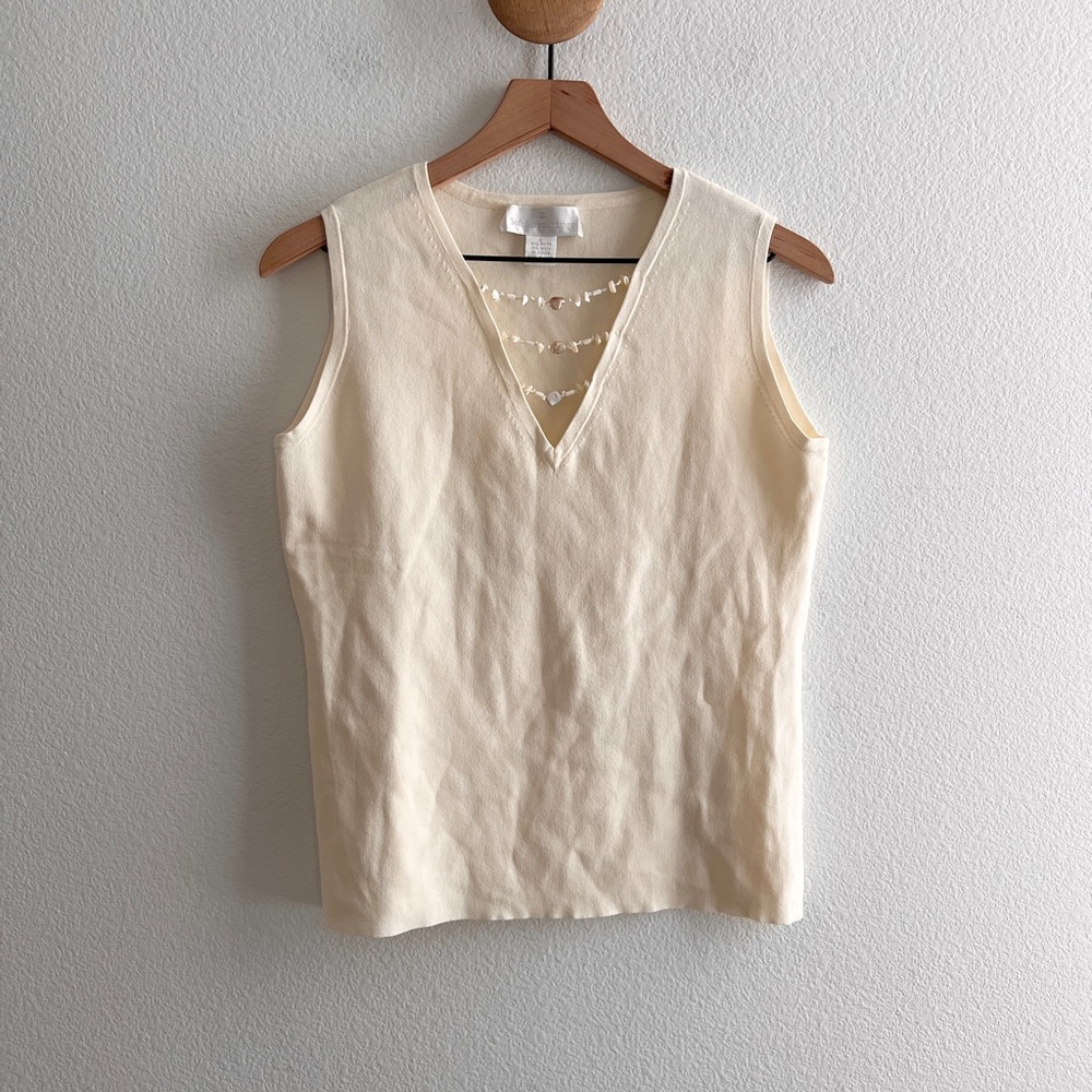 Soft Surroundings Knit Tank with Pearl Detail